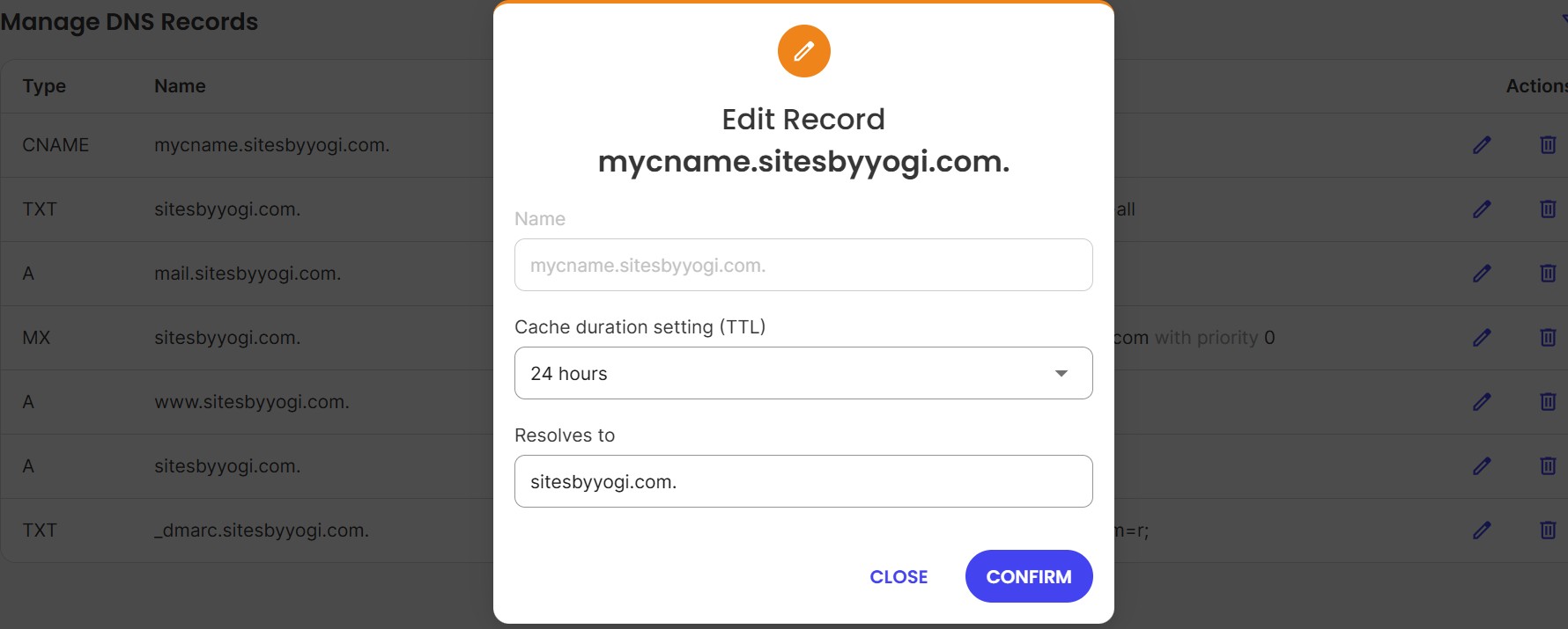 Your domain pointing to DNS then to Yogi's VPS server diagram