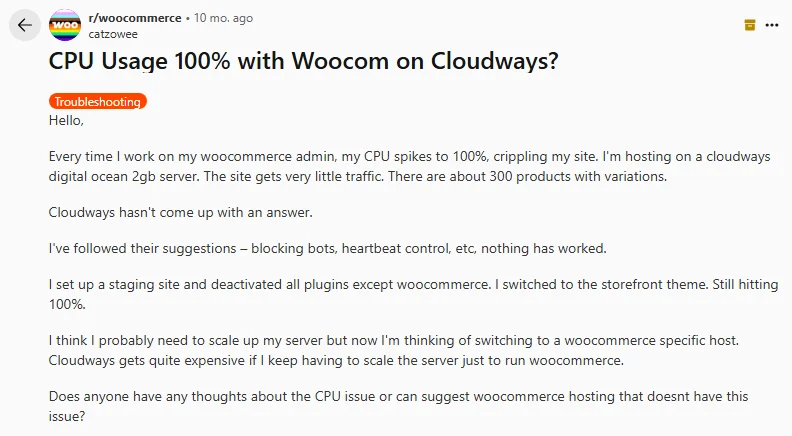 Cloudways CPU usage WooCommerce issue