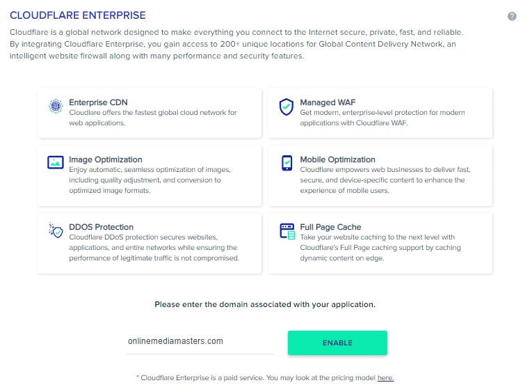 Cloudflare Enterprise features