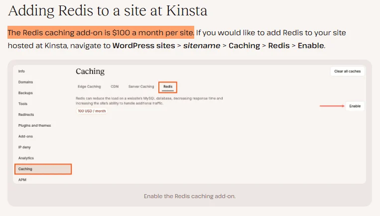 Kinsta Redis add-on pricing