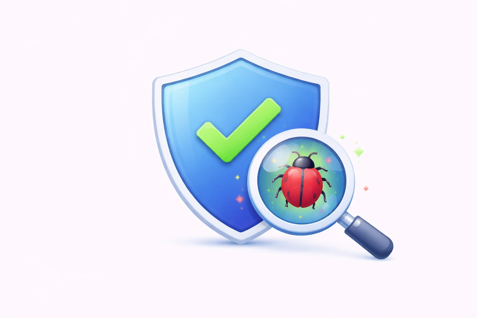 Shield or malware scan style graphic.