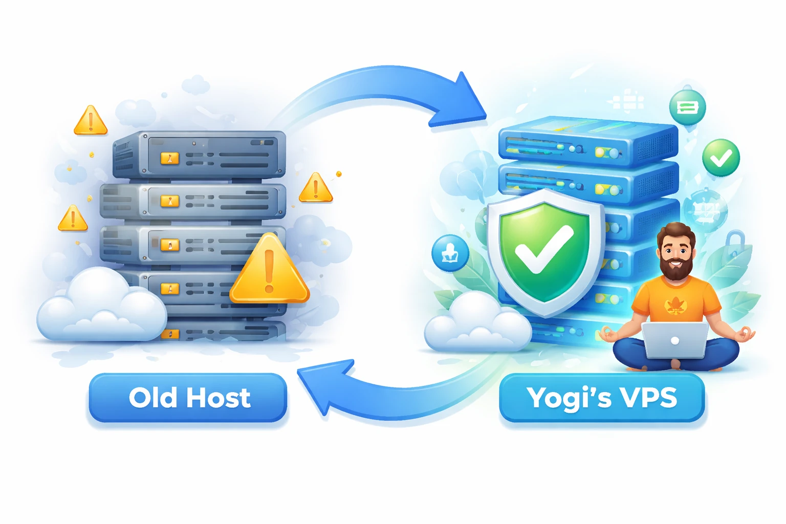 Web hosting upgrade Old host to Yogis VPS