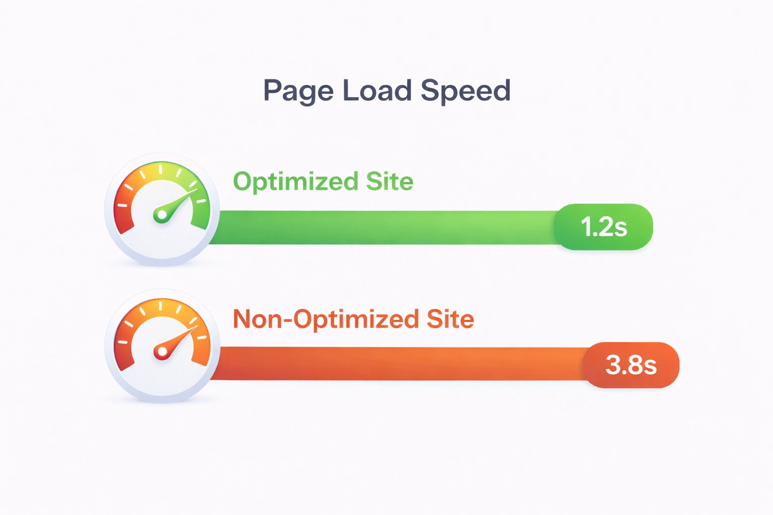Speed comparison chart with optimized vs non-optimized site.