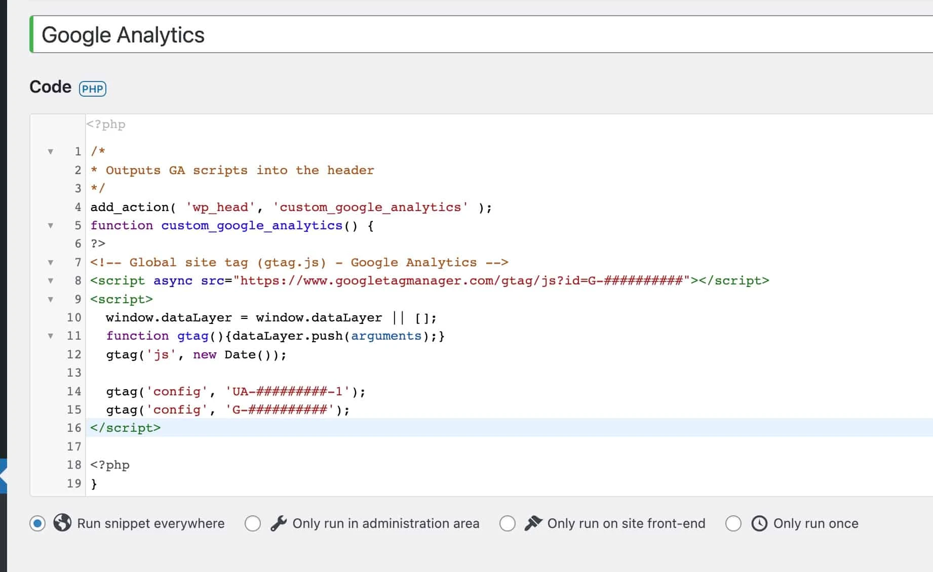 Adding Google Analytics manually