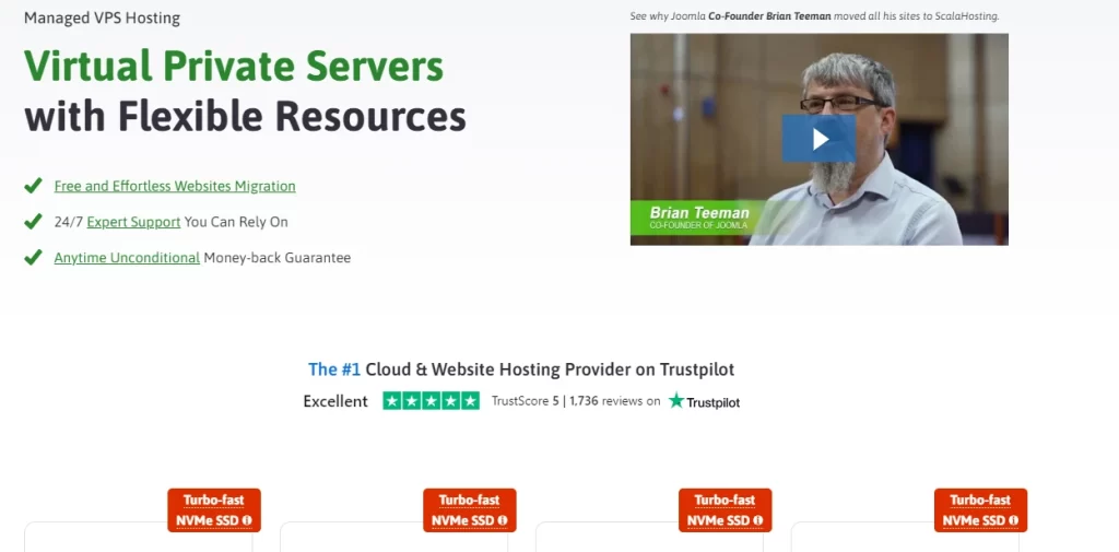ScalaHosting WordPress VPS performance hosting